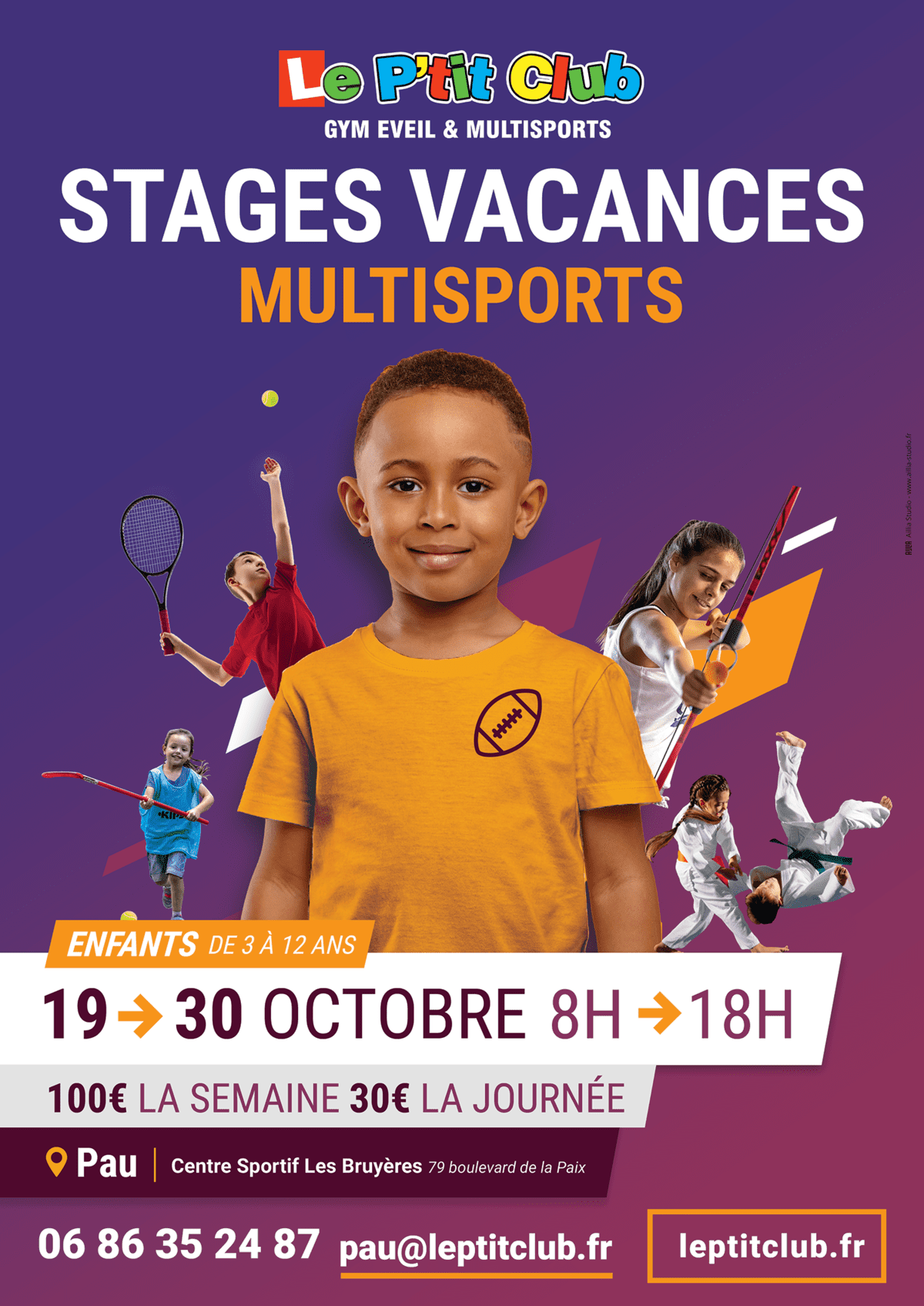 Affiche stages vacances octobre 2020 Le P'tit Club Pau